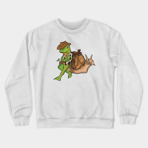Cowboy Frog and his Steed Crewneck Sweatshirt by danyellysdoodles